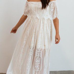 Baltic Born - CAROLINE OFF WHITE LACE MAXI DRESS